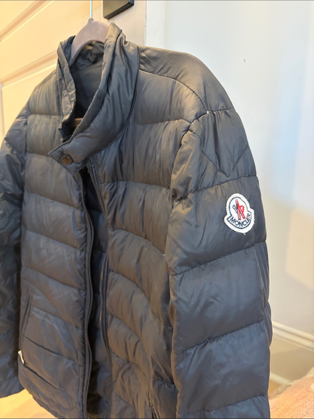 Moncler Men's Dark Gray Quilted Down Puffer Jacket